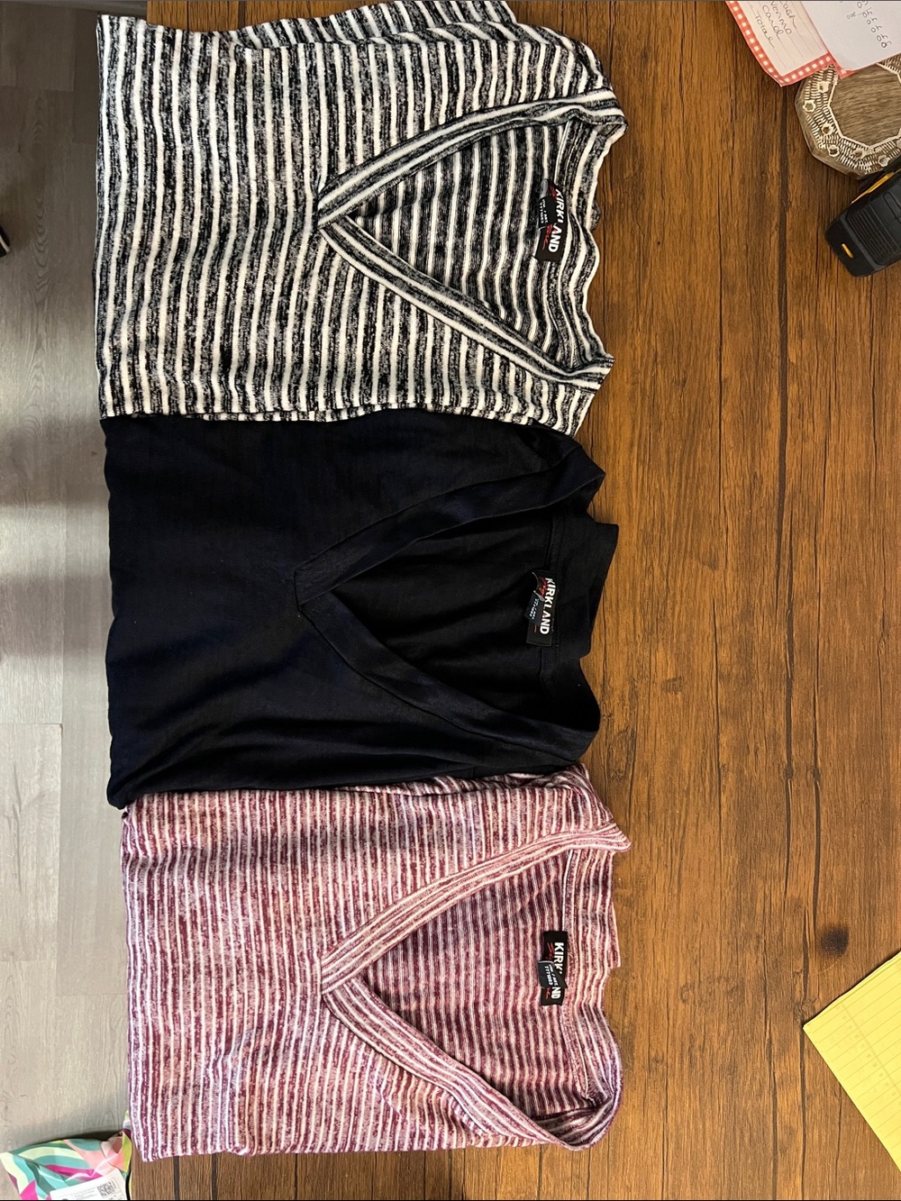 Set of 3- Kirkland Navy Blue, White & Gray Striped and Red and White Striped- M
